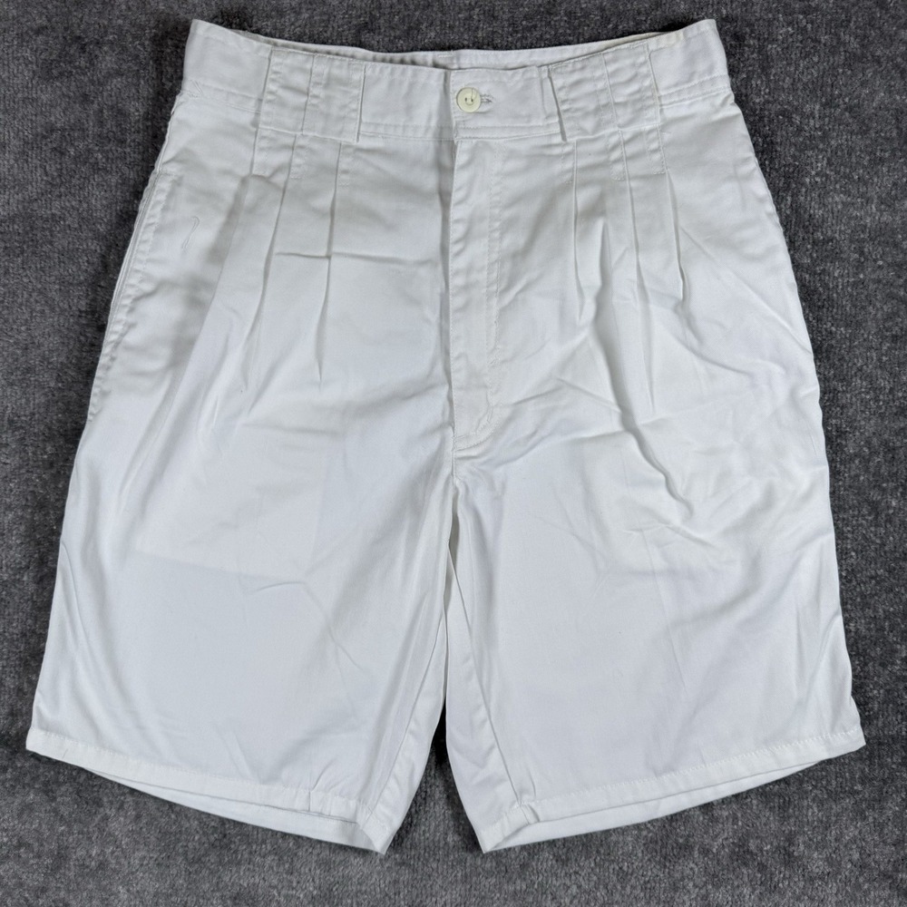 Vintage Bugle Boy Shorts Men's 30 White High Rise Double Pleated Preppy 8"